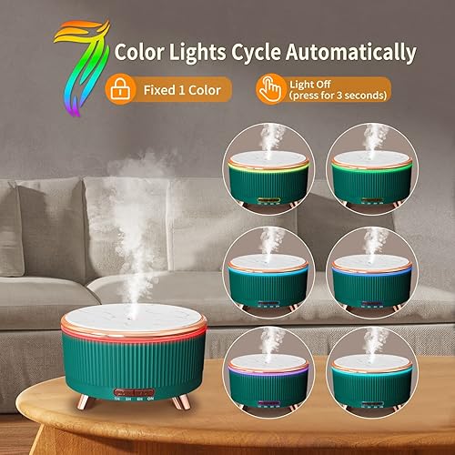 Miniatura 4 de Difusores para aceites esenciales para habitación grande de 16.9 fl oz, difusor de aromaterapia para oficina en casa con control remoto, 7 luces