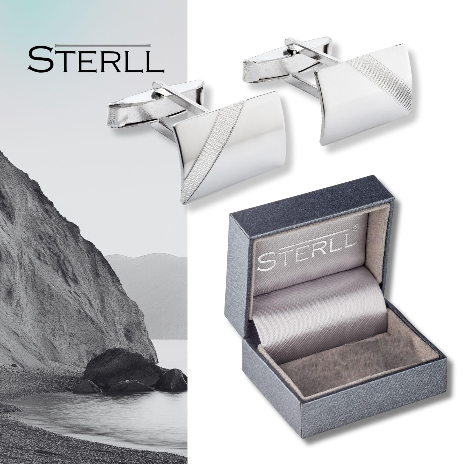 Gemelli Da Uomo In Argento Sterling 925 Con Design Moderno A Zigzag