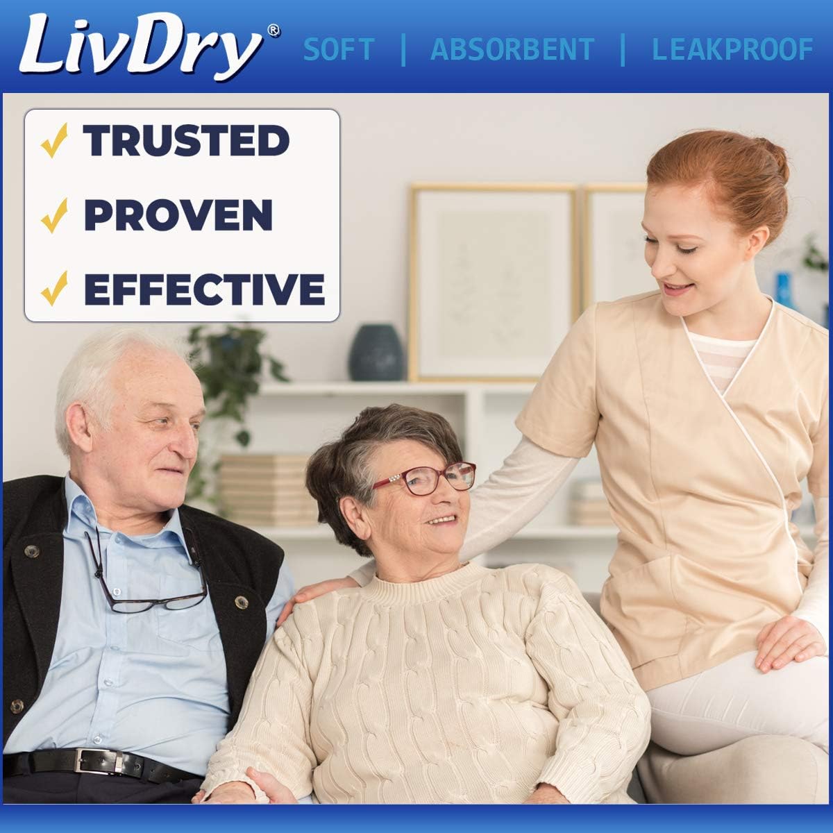 LivDry Incontinence Pad Insert for Men and Women | Extra Absorbency with Odor Control (Hyper 1600 (30 Count))