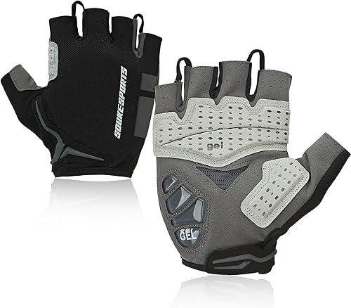 Souke Sports Guantes de ciclismo para hombre con almohadillas de gel, guantes de bicicleta de medio dedo, ligeros, antideslizantes, absorben los