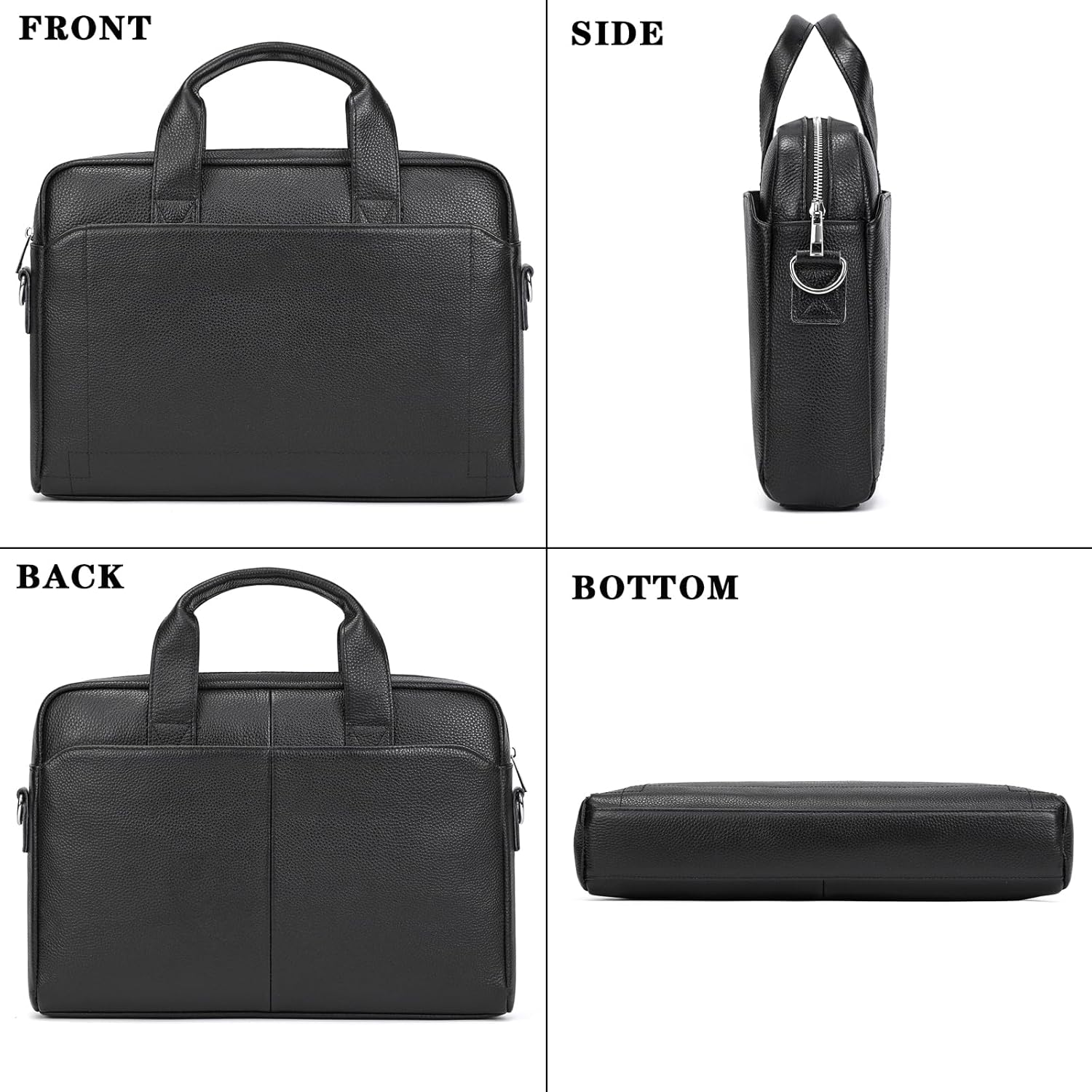 Genuine Leather Briefcase for Men, Laptop Computer Shoulder Bag With Strap, 15.6 Inch Business Travel Work Handbag