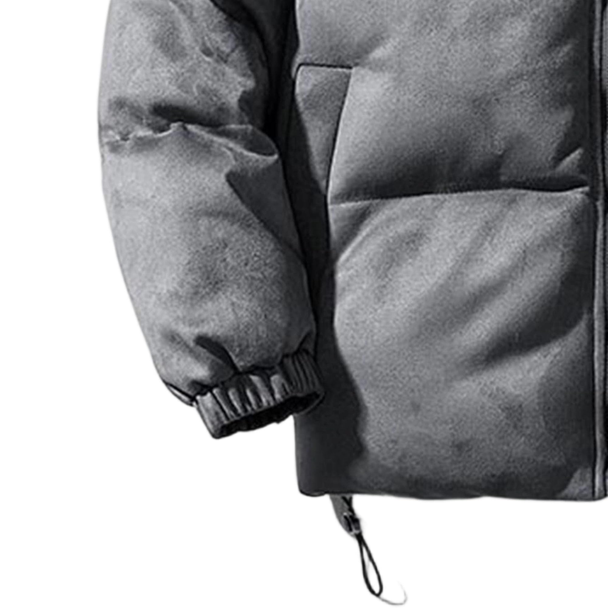 Giacca invernale da uomo in pelle scamosciata, trapuntata, con cerniera intera, con colletto rialzato, isolamento termico, cappotto imbottito