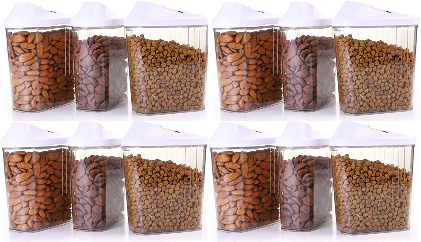 Octus Products Cereal Dispenser Storage Containers Easy Flow Storage Container for Kitchen Set of 12 Pcs, Storage Box,Kitchen Containers for Storage Lid Food Rice Pasta Pulses Container (1500 ml)