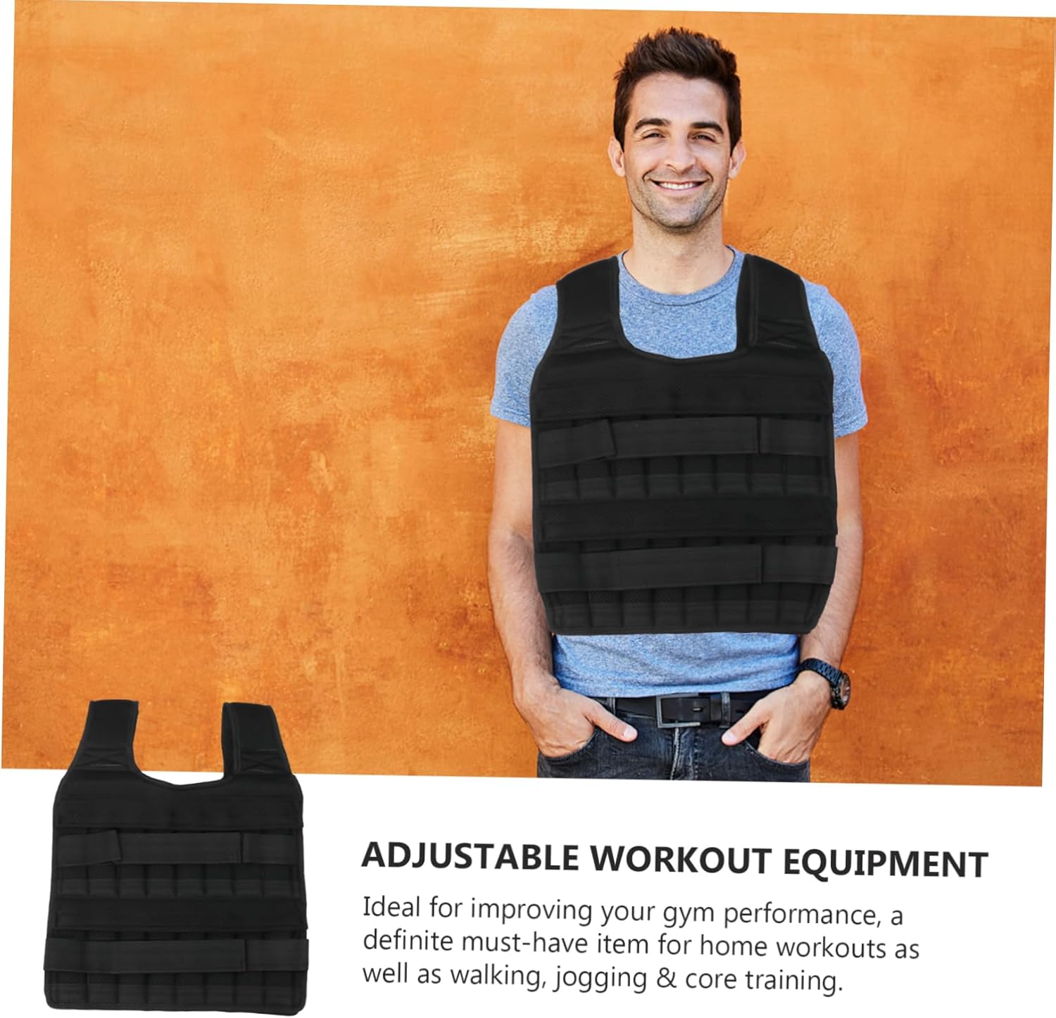 Mipcase Sports Adjustable Weighted Vest for Strength Training Sleeveless Gym Gear for Fitness Running Endurance No Weight Included Black
