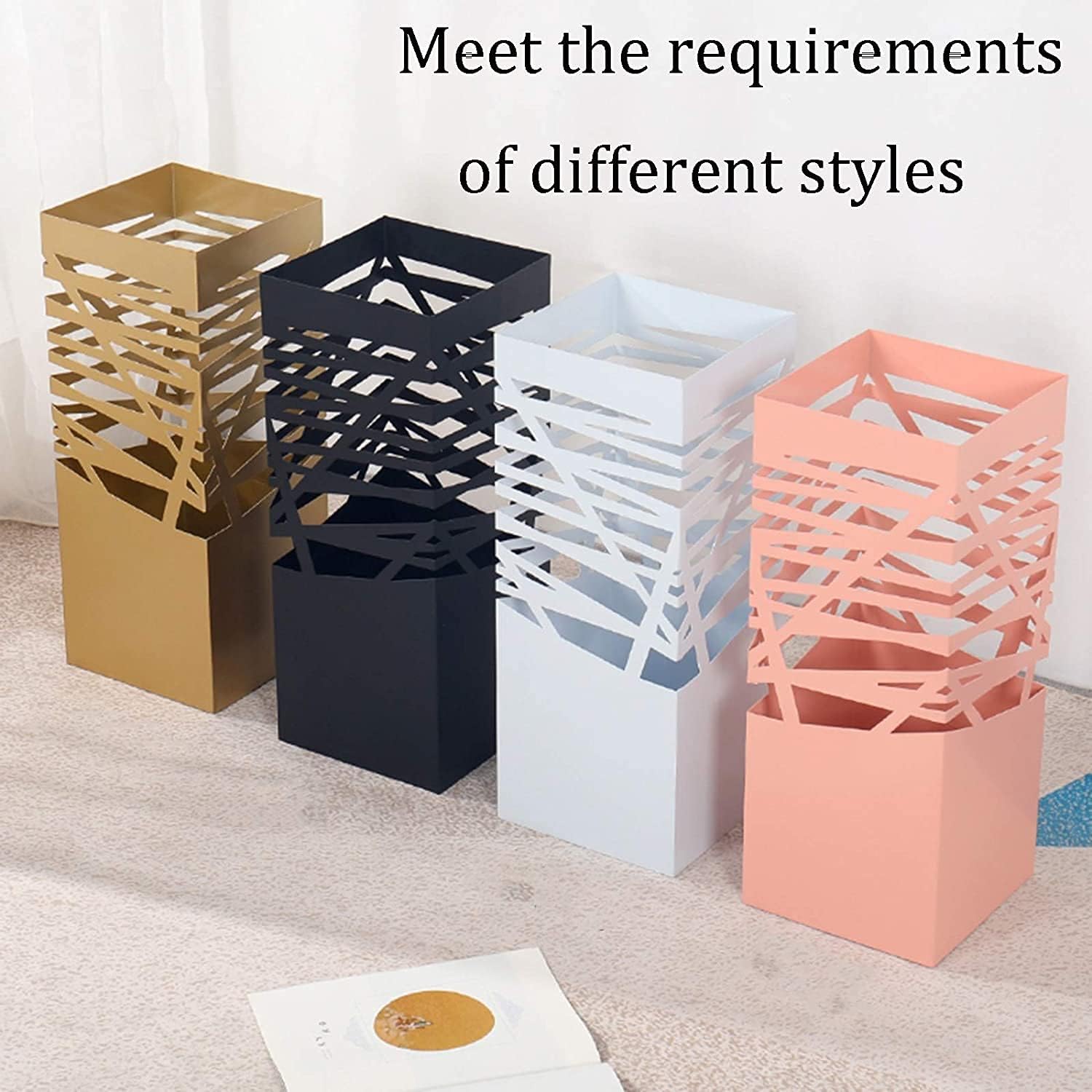 Umbrella Rack Stand Umbrella HolderUmbrella Stands Umbrella Stand Square Wrought Iron Hollowout Barrel Umbrella Barrel Storing 17 Umbrellas,Gold