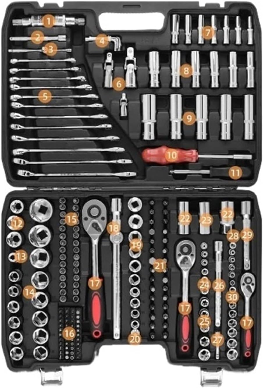 46/74/216pc Socket Wrench Set, Ratchet Wrench Tool Sets, Mechanical and Automotive Repair Combination Socket Ratchet Wrench Set(216PC)