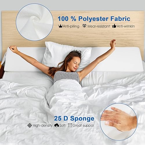 Miniatura 3 de Giantex Tapón de almohada de cuña para cama almohada triangular larga de tamaño Queen con práctico bolsillo lateral funda extraíble cierra el