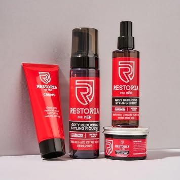Restoria Grey Hair Cream for Men | Gradual Grey Reduction Hair Treatment | Restores Natural Hair Colour | No-Mix Leave-In Formula | 100% Grey Coverage | Vegan | 100ml