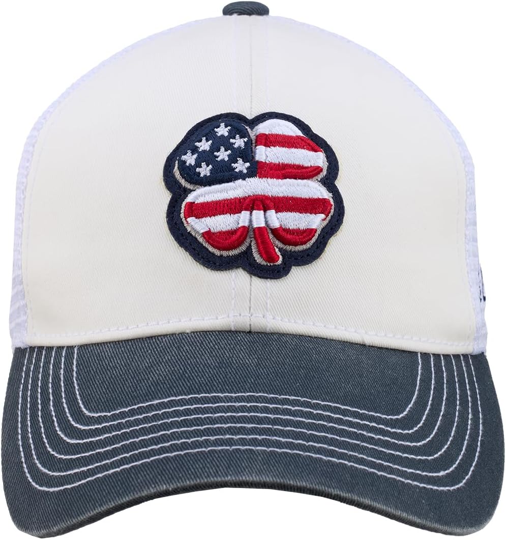 Black Clover, Unisex, USA 2T Vintage 3 Adjustable Hat, White Hat/3D USA Flag Clover, One Size - Image 2