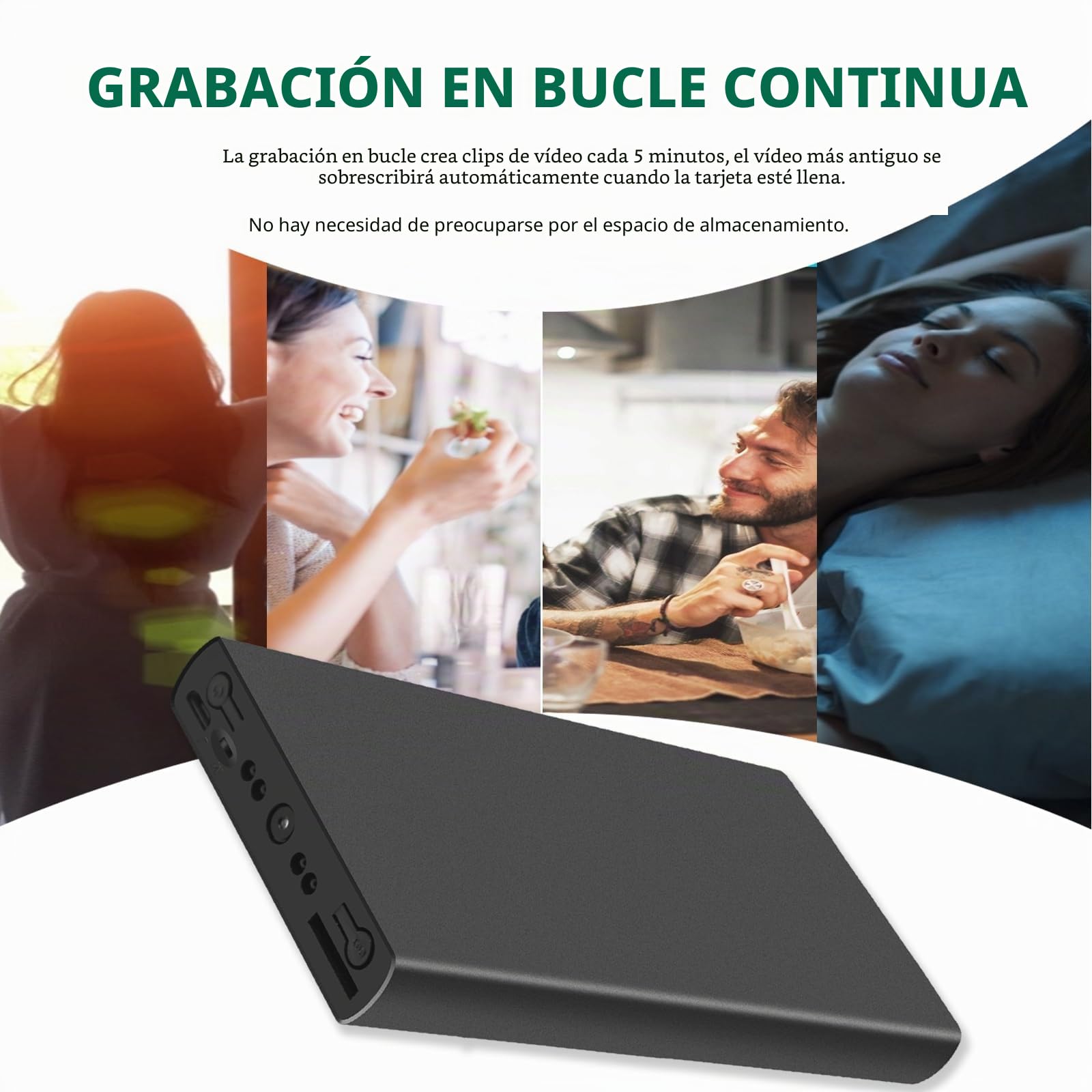 sakalaka Cámara espía mini HD 1080P, cámara oculta con batería de 10000mAh, visión nocturna, detección de movimiento, grabación en bucle, cámara de niñera de seguridad para el hogar, habitación