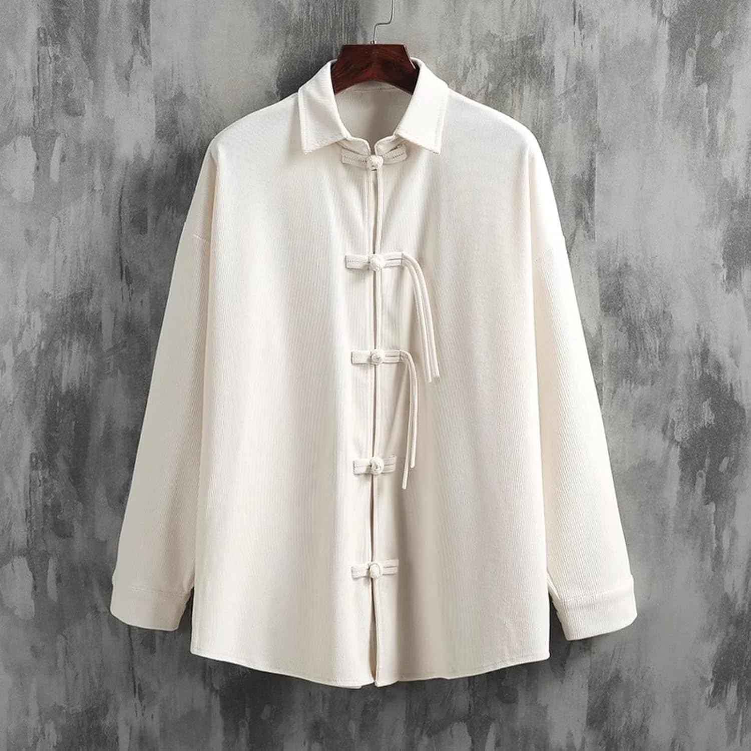 Retro Corduroy Tang Suit Shirt, Men's Chinese Long-Sleeve top