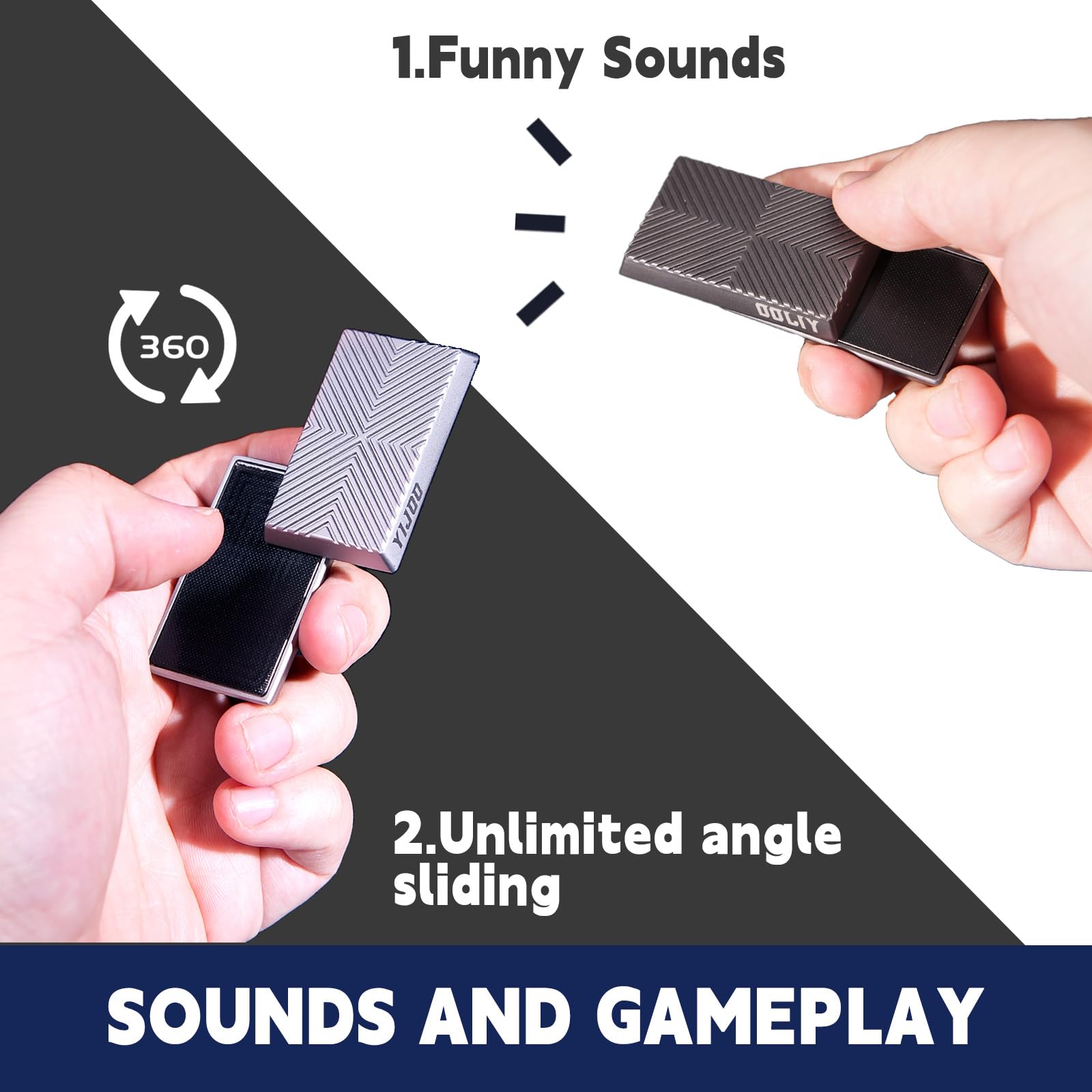 Fidget Slider z metalu – magnetyczny klik i suwak, płynny ruch ślizgowy z dźwiękami, antystresowy dla dorosłych z ADHD / lękiem, gadżet na biurko EDC, do biura i domu, prezent srebrny