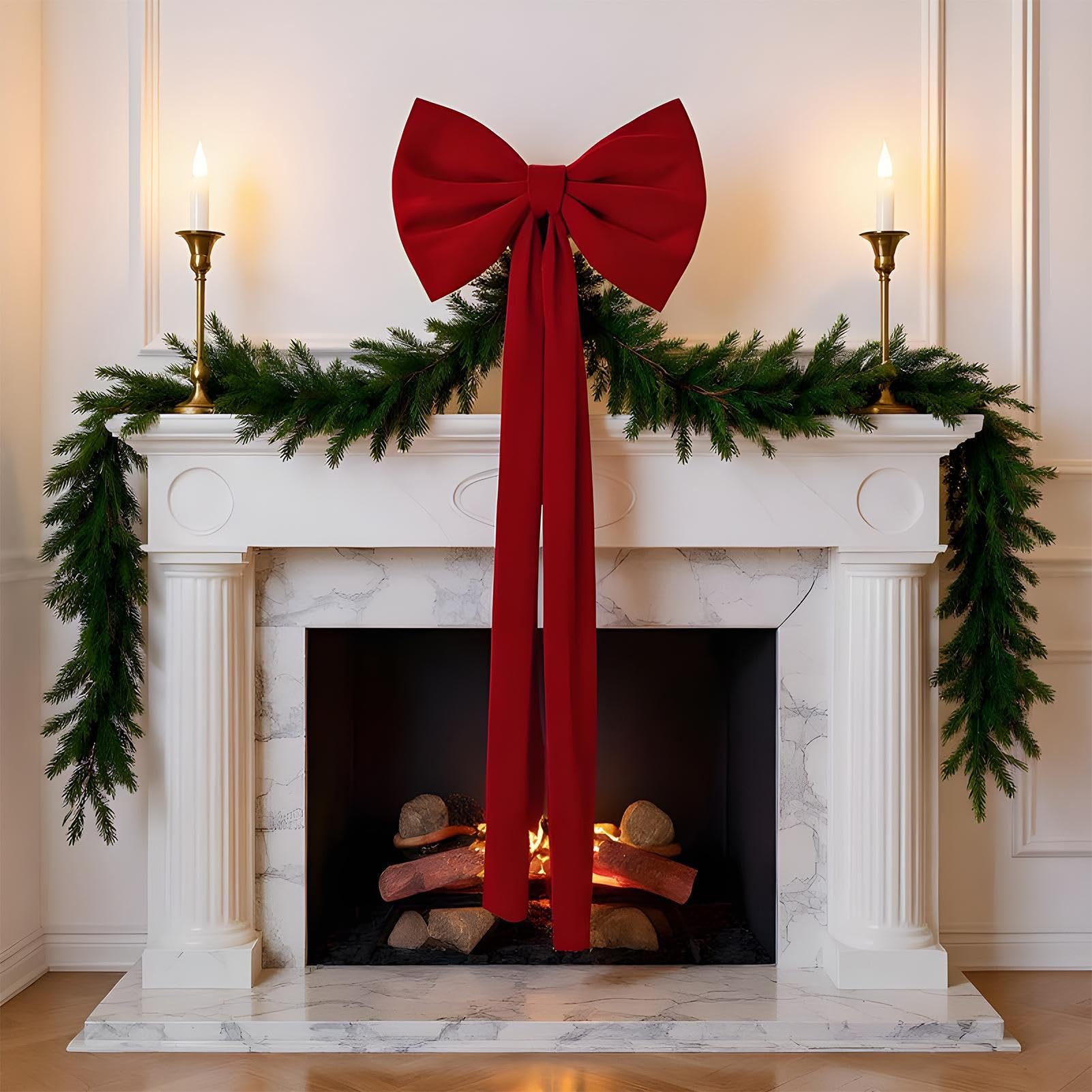 Weihnachtsbaum Spitze Schleife Rote Festdekoration | Topper Aus Samt In Form Einer Schleife Für Weihnachtskranz, Tür, Girlande, Schrank, Zuhause, Bauernhaus, Bankett Und Party