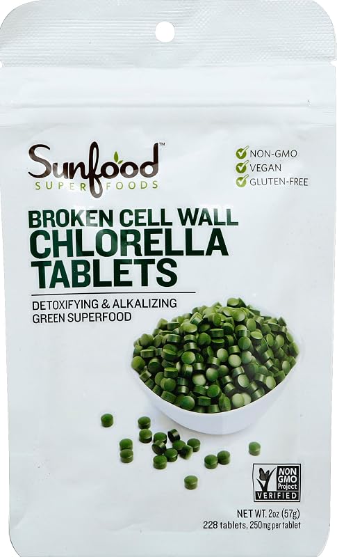 Sunfood Superfoods Suplemento de Chlorella em Tabletes, 56 g