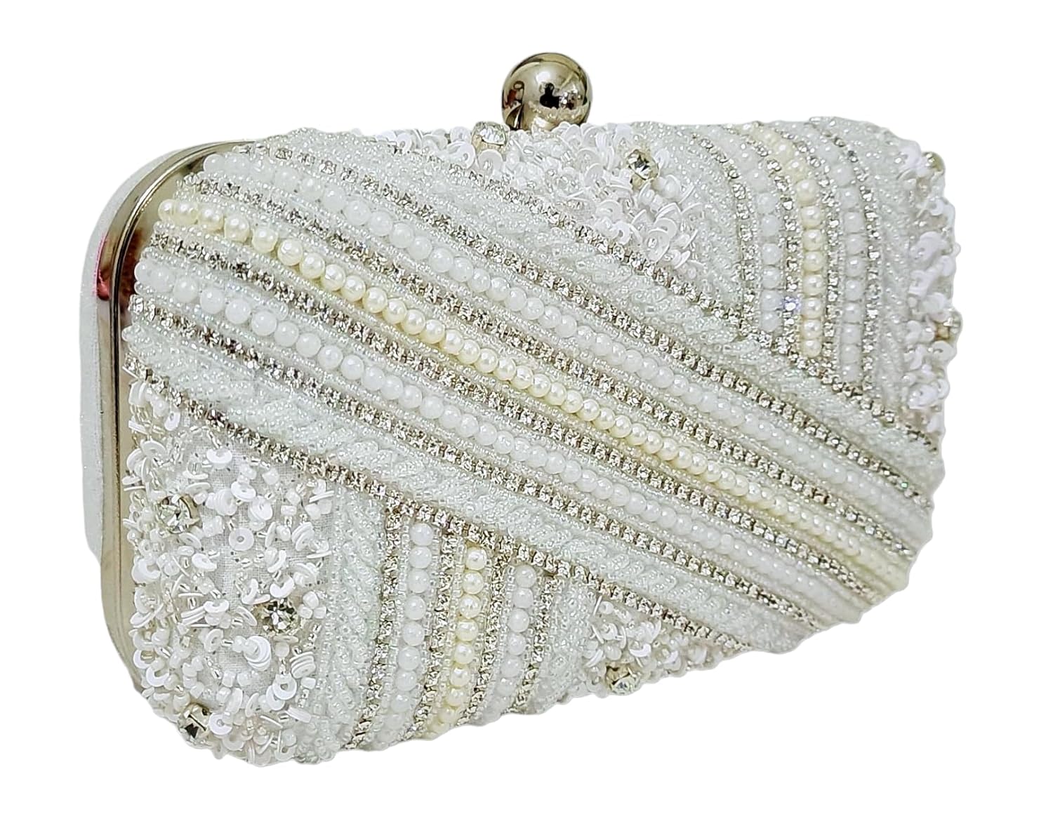 DUCHESS Pearl Beaded Clutch for Women | Sequin & Crystal Embroidered Party Purse | Elegant Wedding Handbag for Girls | Designer Bridal Accessory | Stylish Gift for Evening or Festive Look DUCHESS Pearl Beaded Clutch for Women | Sequin & Crystal Embroidered Party Purse | Elegant Wedding Handbag for Girls | Designer Bridal Accessory | Stylish Gift for Evening or Festive Look