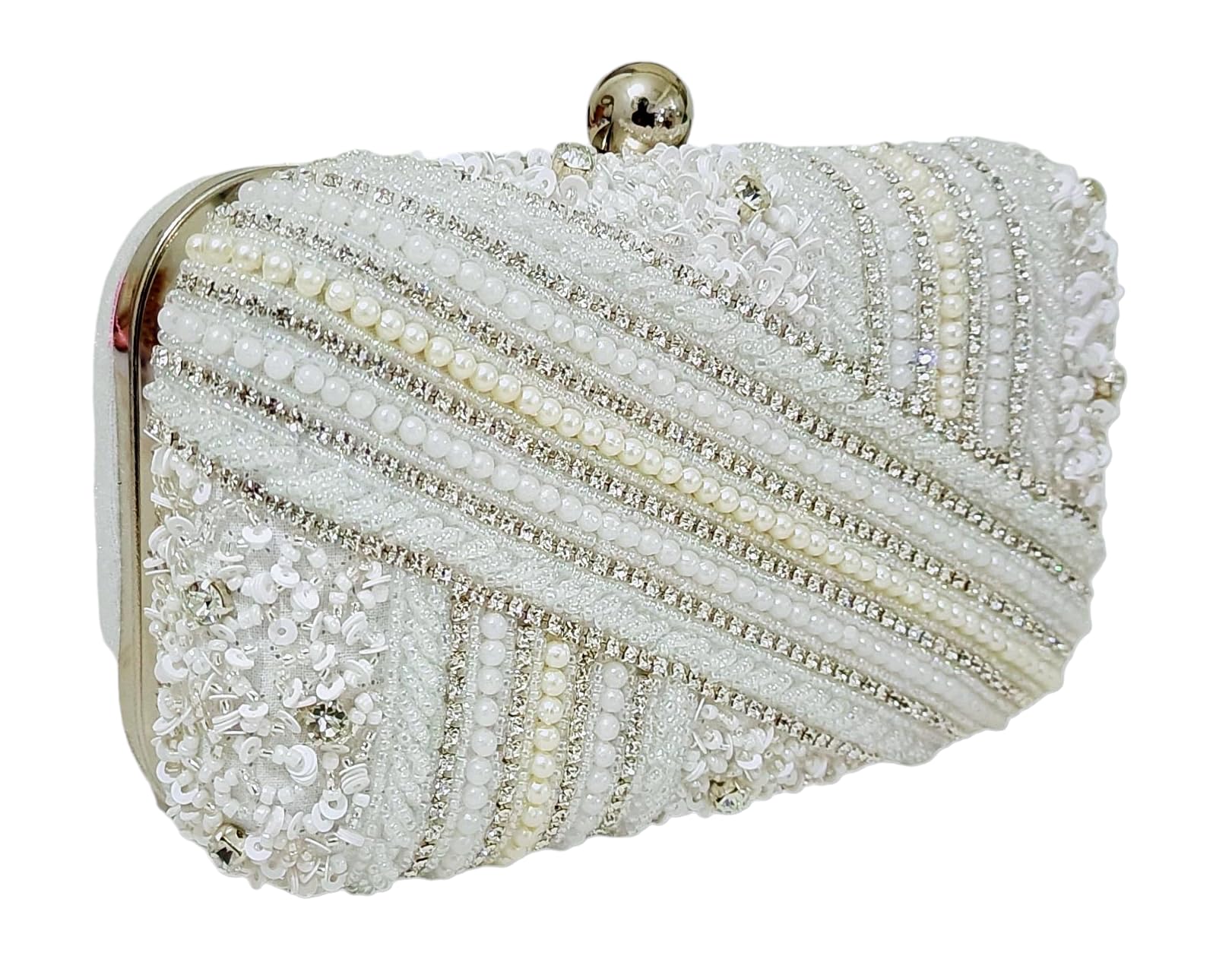 Women's Girl's Pearl Beaded Box Clutch for Wedding-image-2