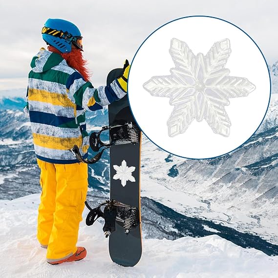 Snowboard Deck Pad 3D Decal Stomp Pad Snowboard Stomp Pad 13x8cm Anti-Slip Sticker Mat Grip Mat Snow Crystal Anti-Slip Snowboard Stomp Pad PVC Snowboard Ski