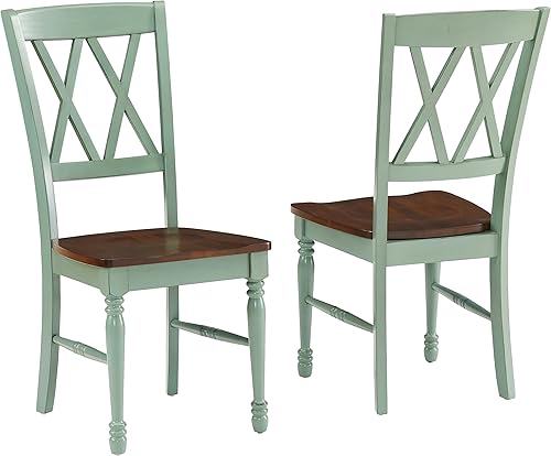 Miniatura 9 de Crosley Furniture Shelby - Juego de 2 sillas de comedor con respaldo en X de madera tradicional, sillas de cocina, color azul marino marino,Verde