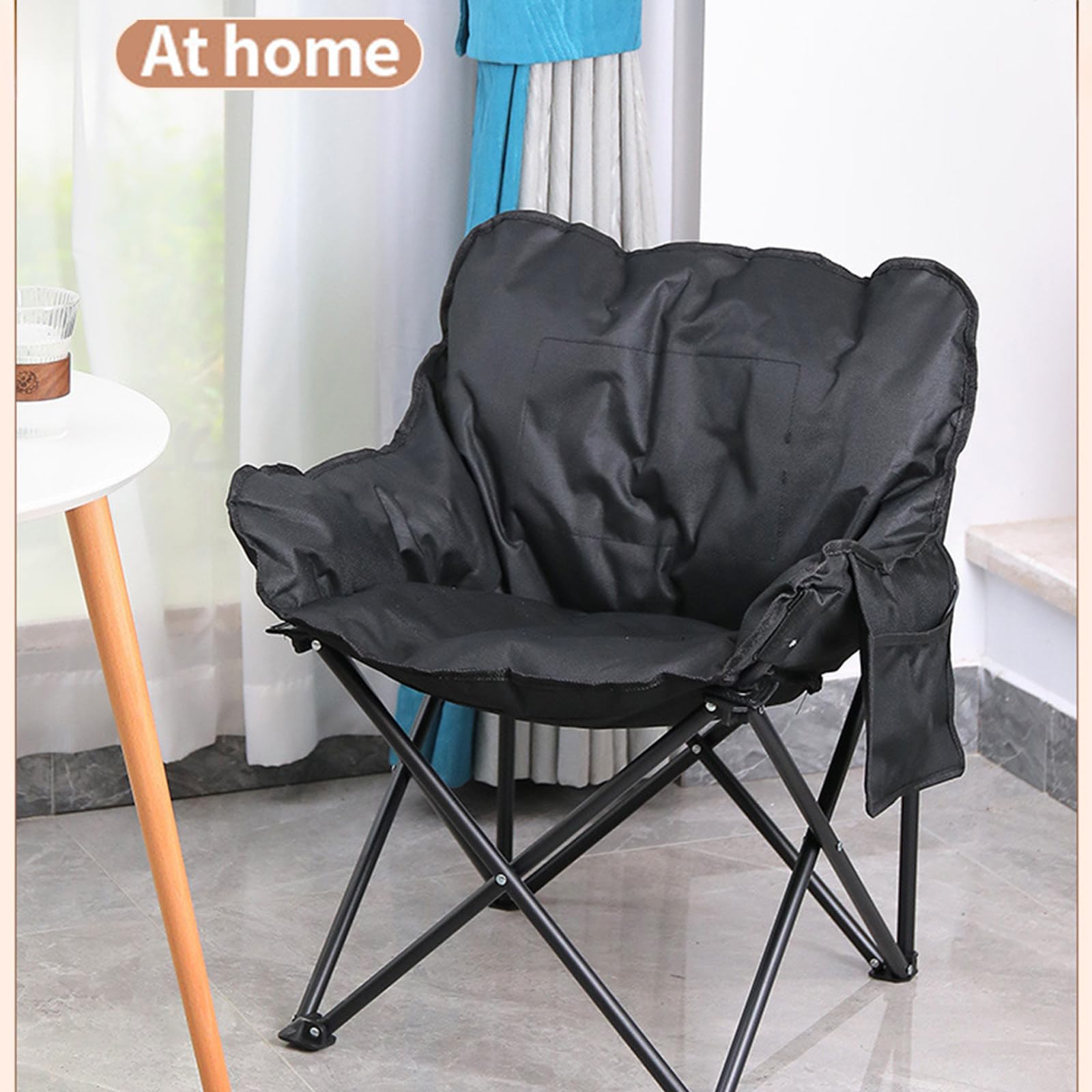 Beheizter Campingstuhl, 3-stufig einstellbarer Campingstuhl mit Heizung, zusammenklappbarer Campingstuhl mit Becher- und Weinglashaltern, über USB beheizbarer tragbarer Campingstuhl für Outdoor-Spor Küche, Haushalt & Wohnen