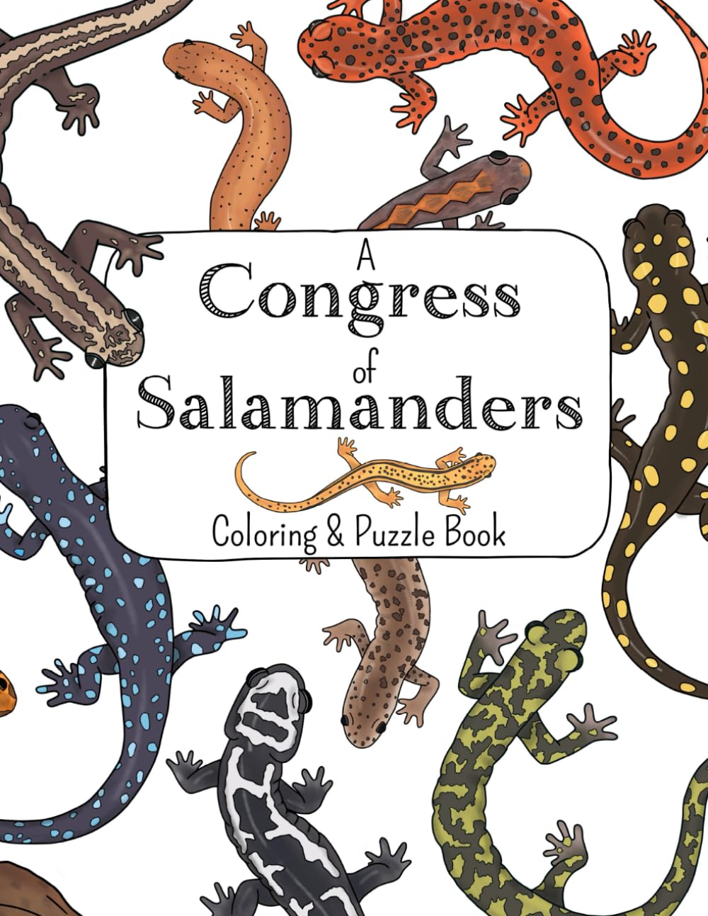 A Congress of Salamanders: A Fun Coloring Book About Salamanders Filled with Pages to Color, Mazes, Word Search Puzzles, and Interesting Facts!