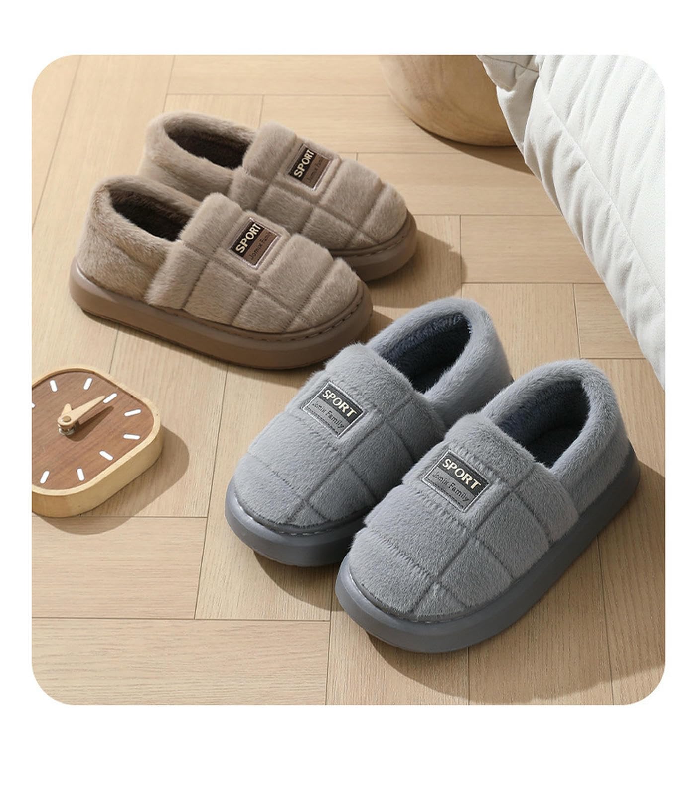 Damskie kapcie Plush Cotton Shoes Large Size Heeled For Men Home antypoślizgowe grube podeszwy