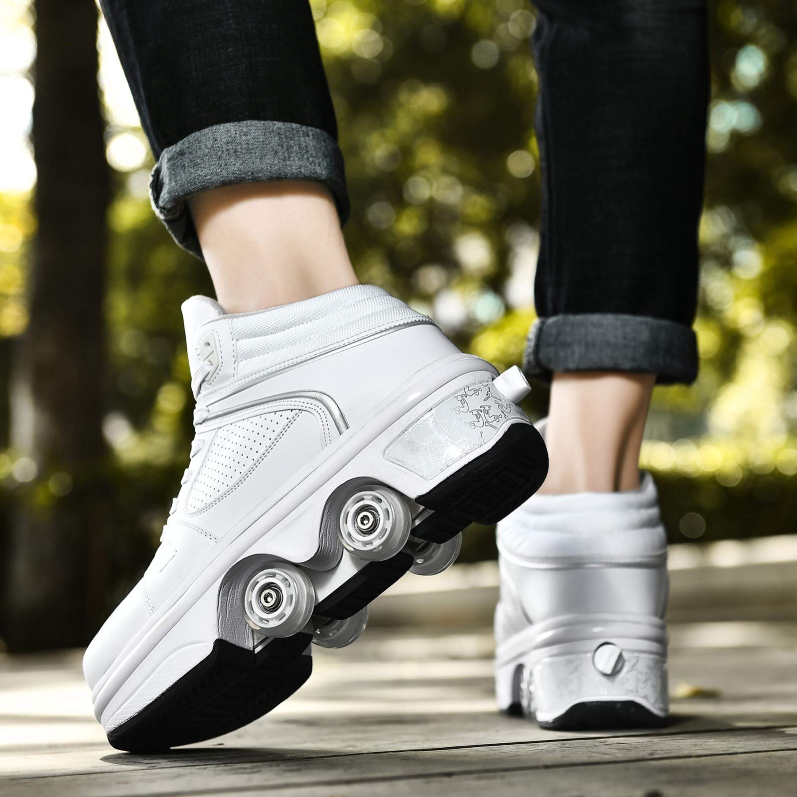 Pattini Rotelle Multiuso 2 In 1 Pattini Rotelle Regolabili A 4 Ruote Pattini Per Donna Uomo, Pattini A Rotelle Scarpe Da Tennis, Regalo Per Principianti Unisex