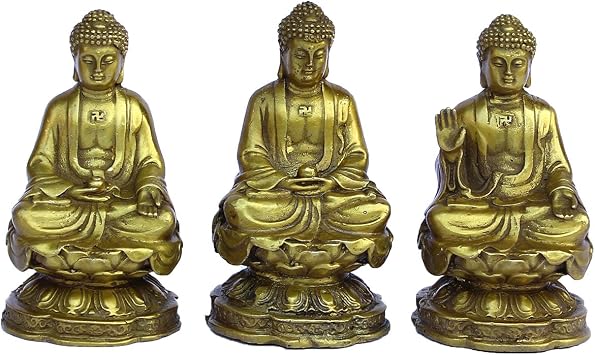 Feng Shui Chinese Handicrafts Handmade Sakyamuni Buddha Decoration Phra Sompo Buddha Golden Finish Collectible Figurines Buddha Set