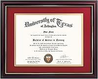 Vista 1 de GraduationMall - Marco para certificado, diploma y documentos con cristal real, aspecto de madera profesional y cuentas doradas, color caoba y blanco