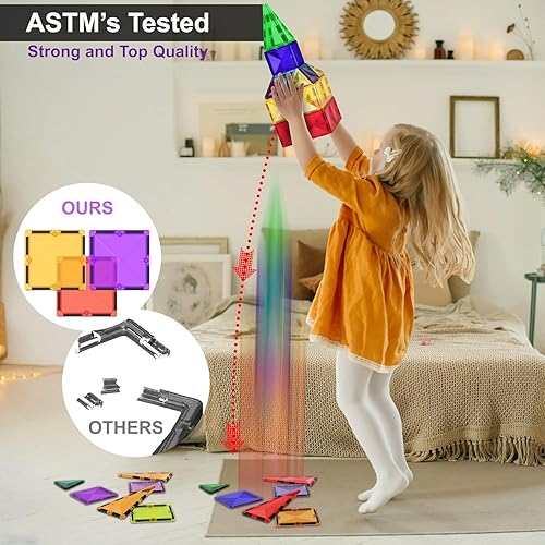 Miniatura 5 de Bloques de construcción de azulejos magnéticos, juego de imanes educativos STEM para niños, creatividad, aprendizaje preescolar, juguetes