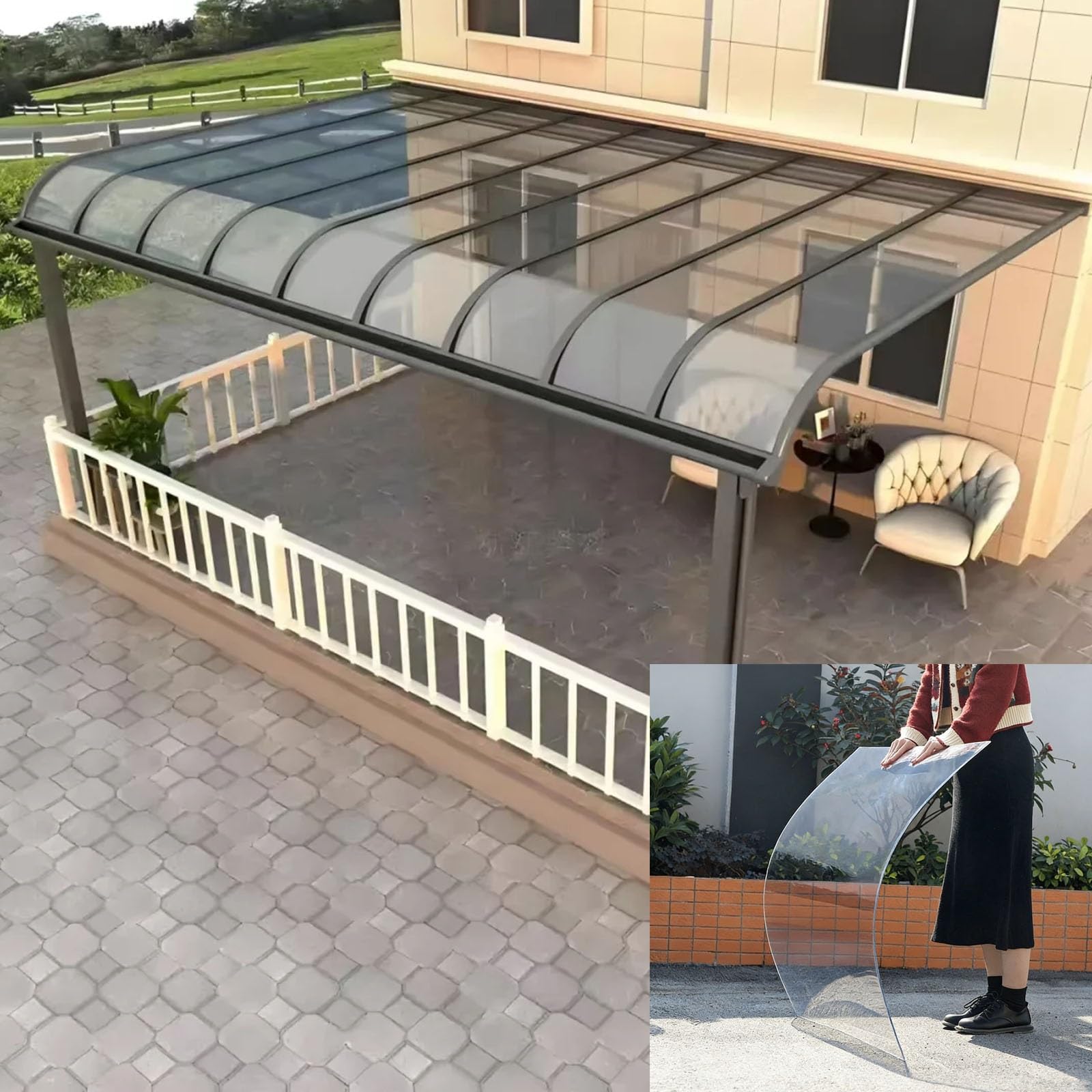 1mm Thick Polycarbonate Panel Roofing Sheets Clear Lexan Plastic Roofing Outdoor Greenhouse Rolled Sheet Suitable for Garden Greenhouse Canopy Awnings(Clear,1.5x1m/5x3.3ft)