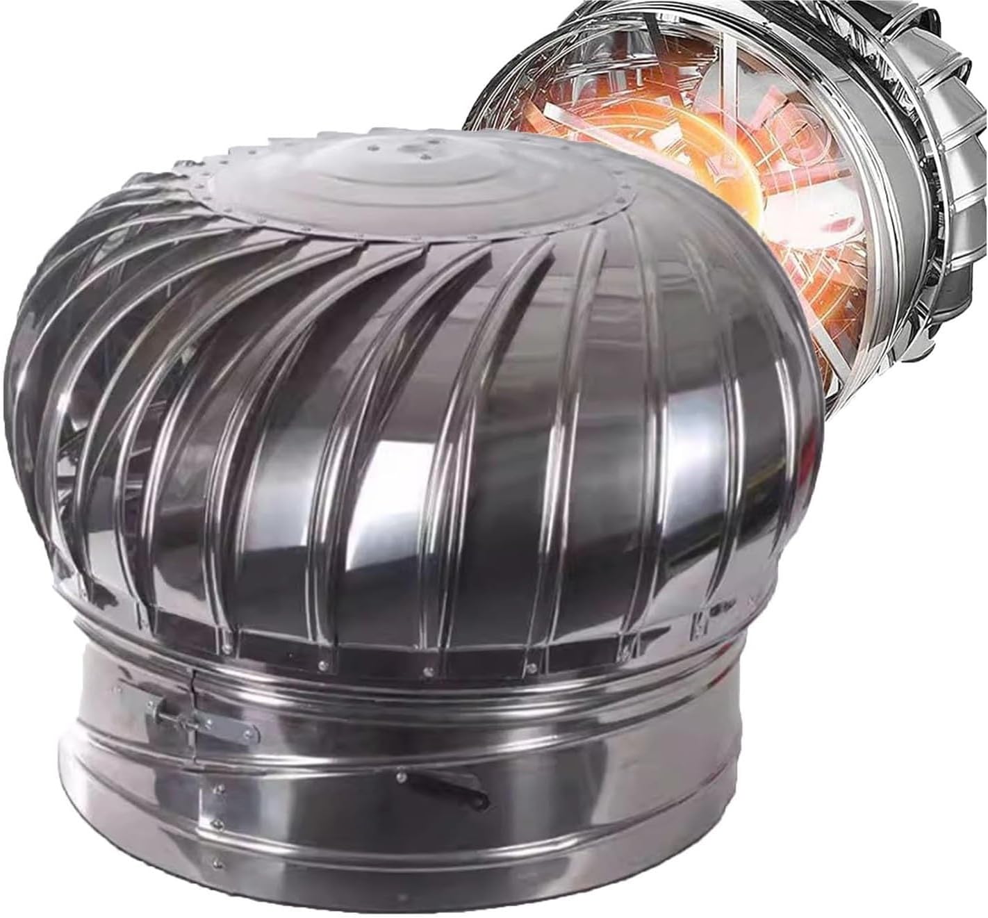 201 Stainless Steel Rotating Chimney Cap Anti-Downdraught Weatherproof Fireplace Screen Cover(11.8")
