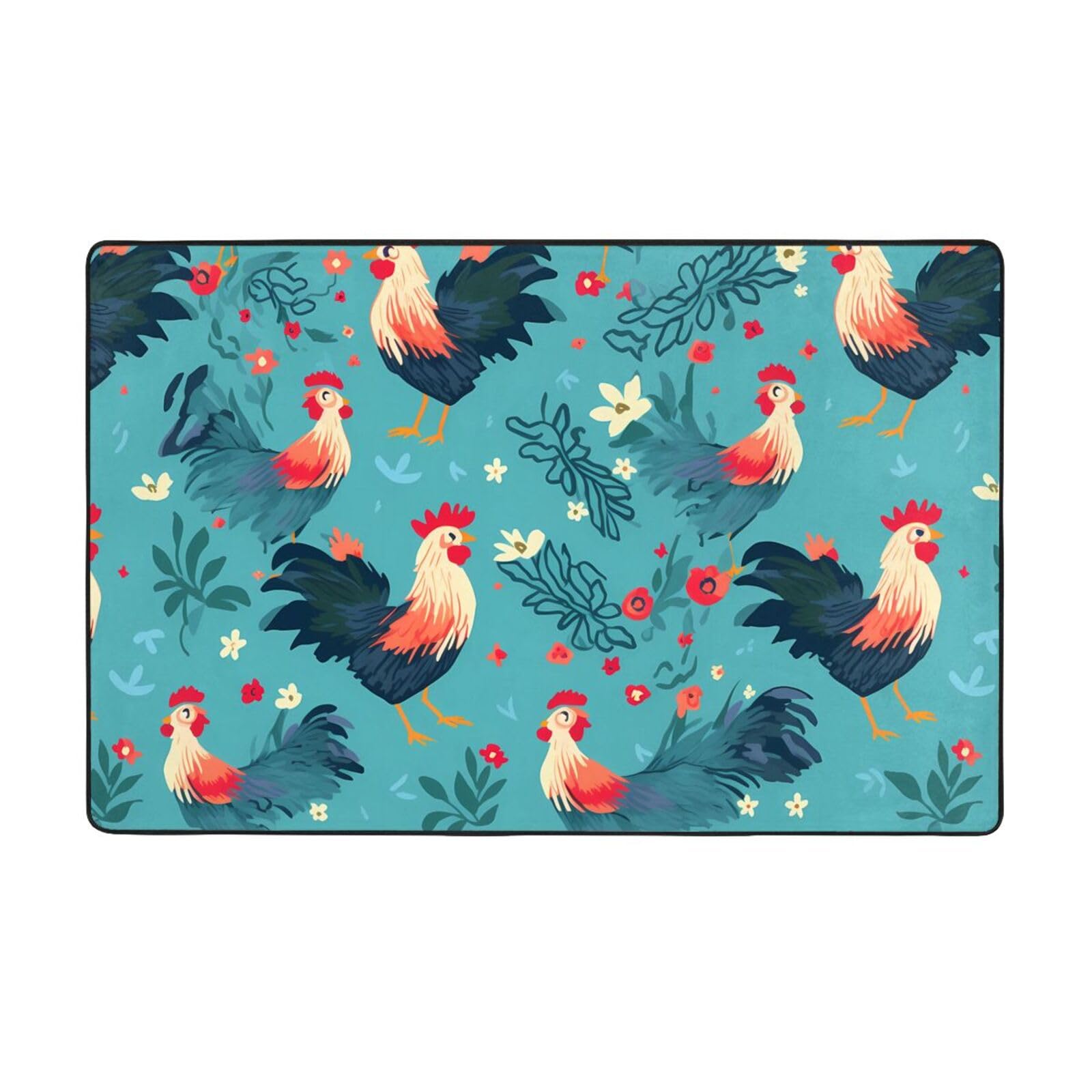 Tapis coq poulet résistant à l'usure idéal sous la table à manger