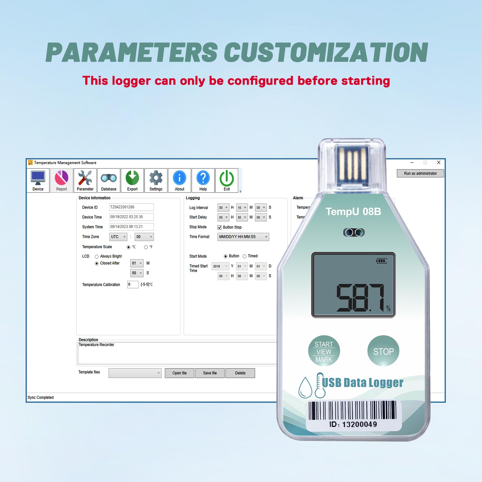 Tzone Registrador digital de datos de temperatura y humedad USB desechable, 5 paquetes con estándares de la FDA para refrigerador médico, congelador y grabación con informe PDF/CSV automático de 220