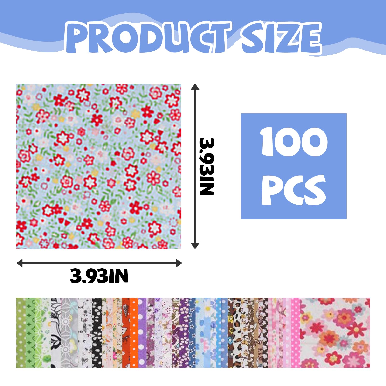 100Pcs 10x10cm Cotton Fabric Squares for Sewing Quilting, Patchwork - No Duplicate Samples, DIY Crafts & Textile Painting Material - Image 2