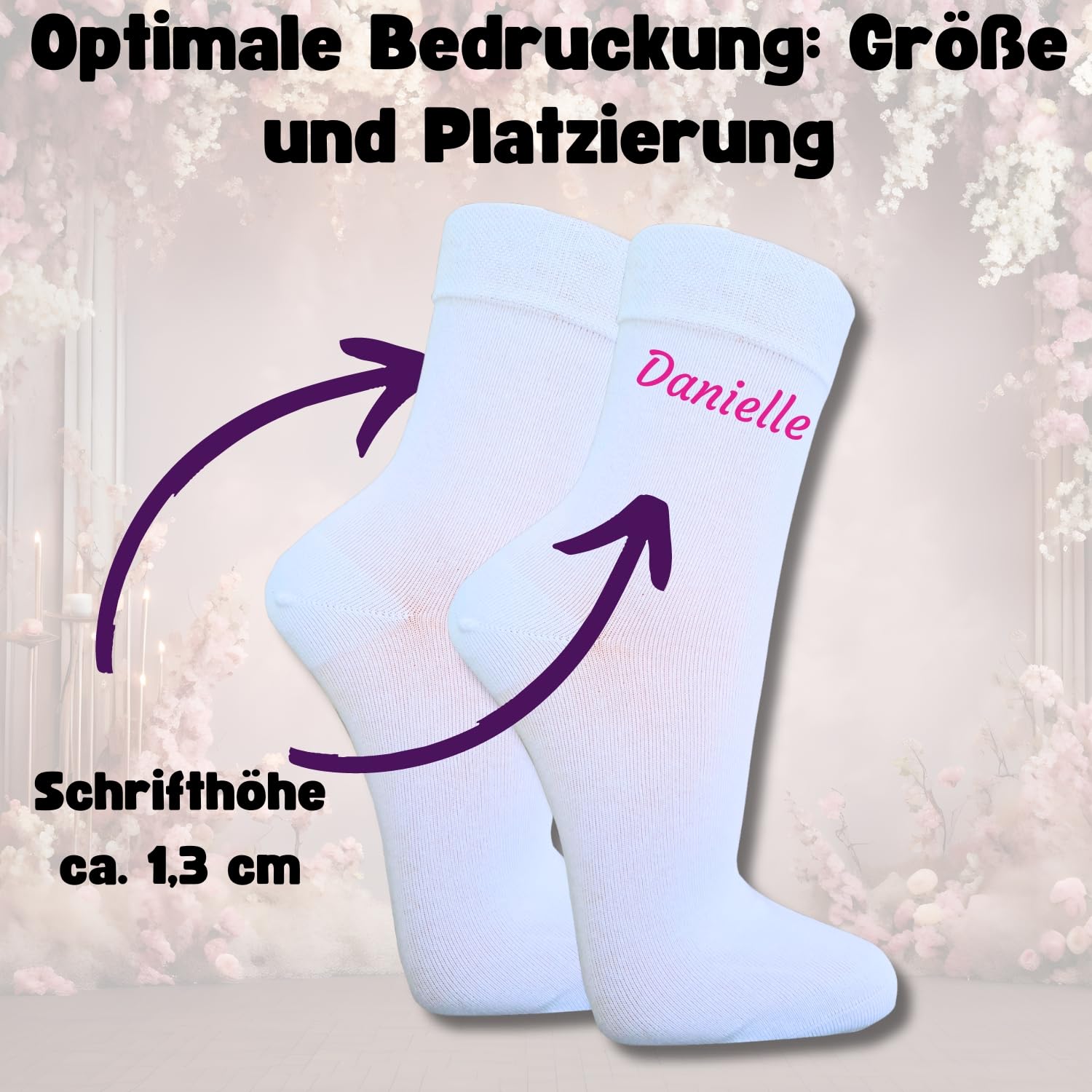 Bentini Damensocken mit Namen bedruckt | 3 Paar | Personalisiert | Geschenk Idee für Frauen
