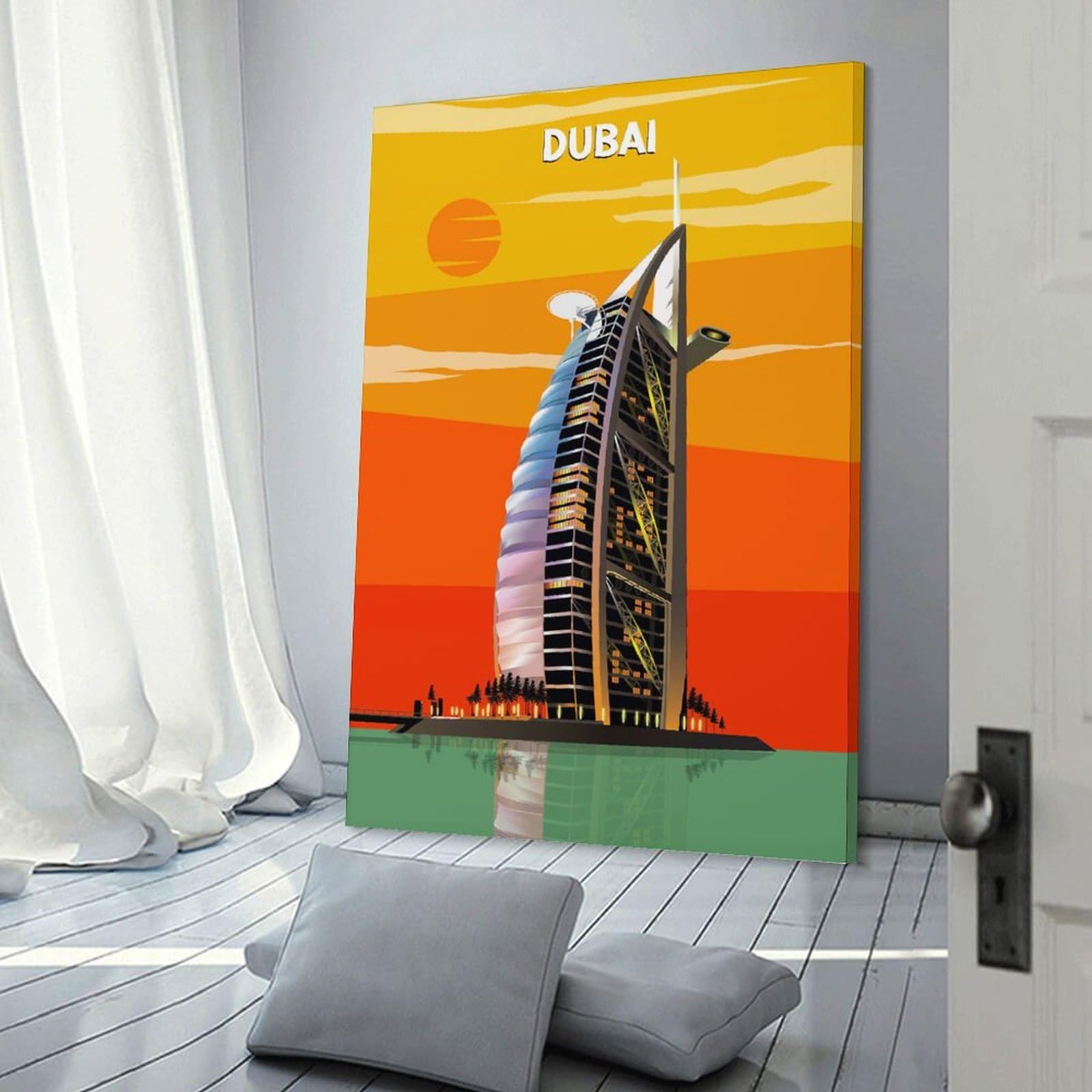 Junmoney Decorative Wall Artwork Dubai Art Poster Design, 20x30inch(50x75cm), for Corridors, Hallways Or Apartment Entries, Wall Decor to Refresh Empty Corners