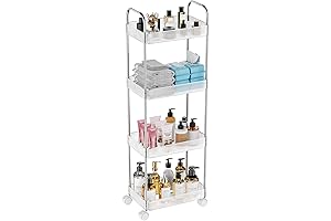 Vtopmart 4 Tier Rolling Storage Cart | Clear Transparency Rolling Utility Cart