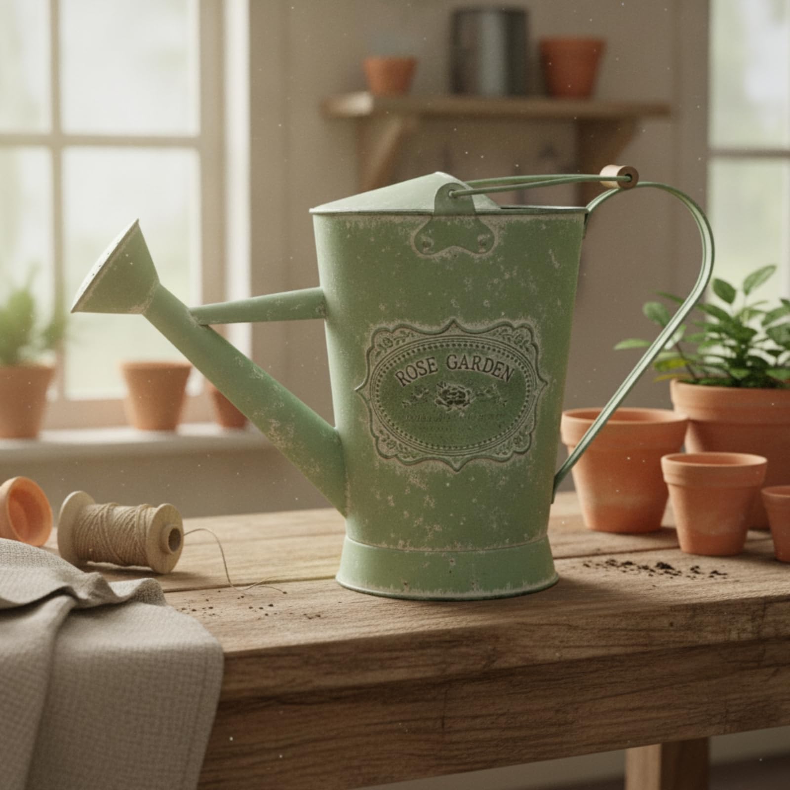 MagiDeal Annaffiatoio Metallo Innaffiatoio Giardino Brocca Irrigazione Recipiente Acqua Piante con Beccuccio Lungo E Manico Curvo Finitura Vintage Anticata Adatto per Balcone Terrazzo Aiuole Casa