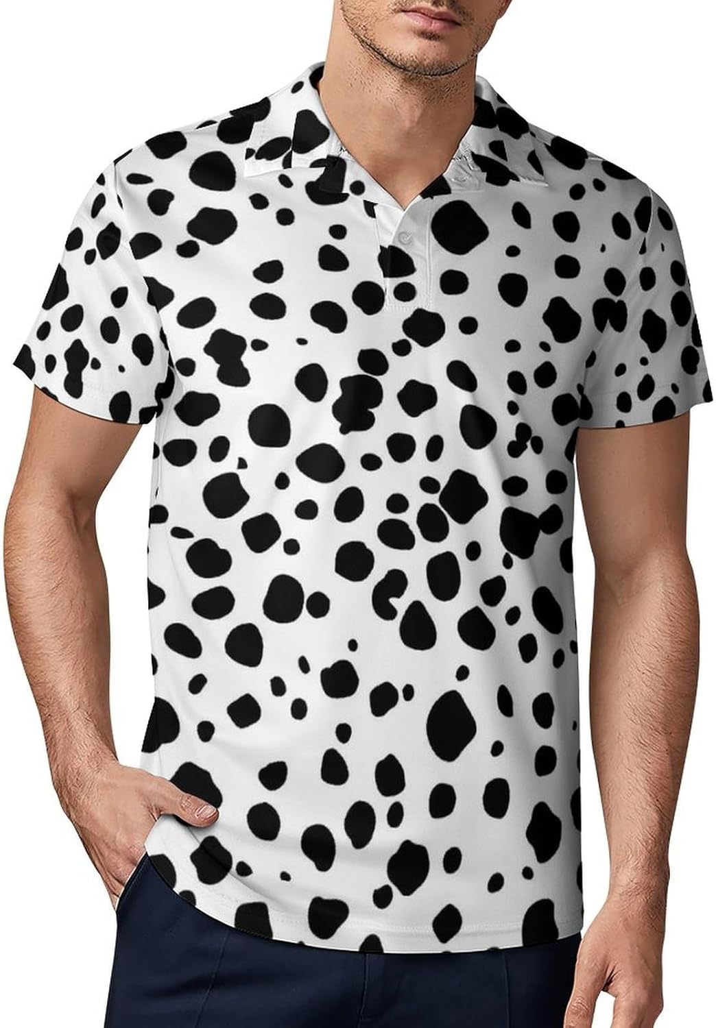 Dalmatian Pattern Novelty Men's Short Sleeve Shirt Golf Tennis Shirts Work T-Shirt Sport Tee
