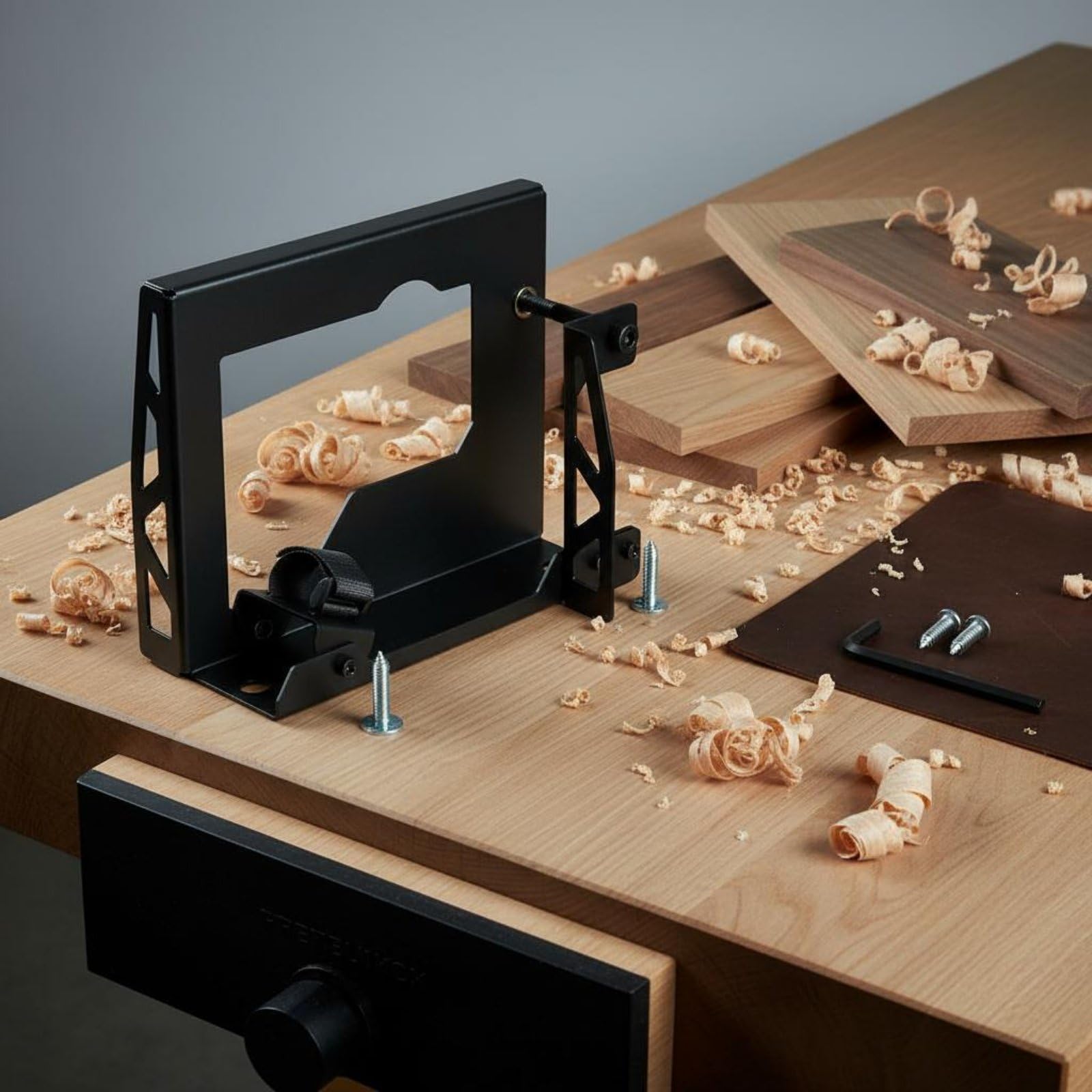 Sharplace Soporte para Montaje de Cepillo Manual con Estructura Resistente Base Nivelada Facilidad para el Deslizamiento de Piezas y Adaptador de Taller