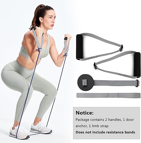 Miniatura 6 de Manijas de banda de resistencia, anclaje de puerta, kit de accesorios de correa de asistencia para bandas elásticas y tubos, accesorios de bandas de