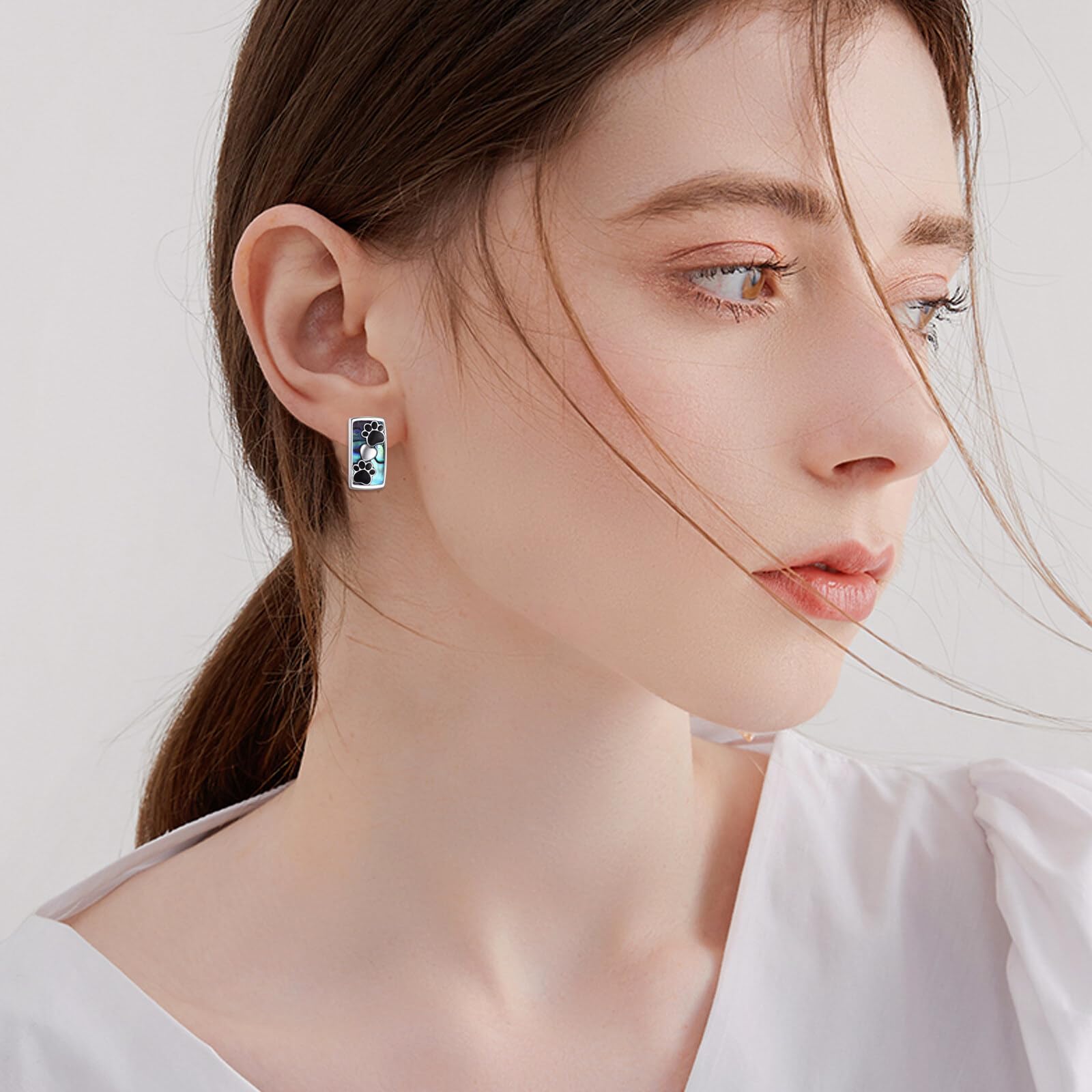 Abalone Muschel Keltisch/Libelle/Filigran/Pfotenabdruck Ohrringe Sterling Silber Creolen Tropfenohrringe Schmuck Geschenke für Damen Frauen Mädchen