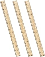 ZZTX 3-Pack 12 Inch Wooden Rulers Dual Scale 30cm Bulk Wood Measuring Tools for Students, School, Office Supplies