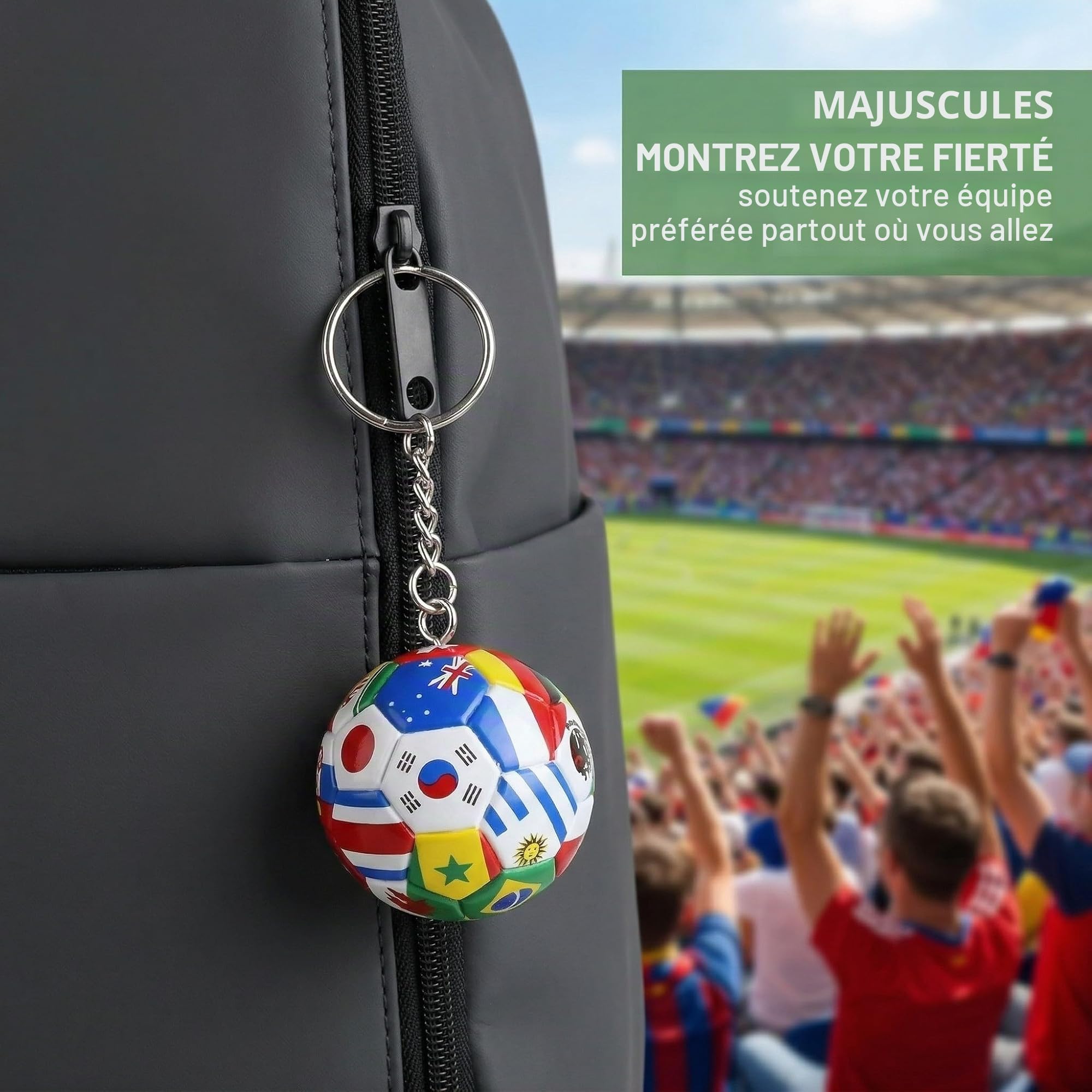 Porte-clés Football 1 Pièce Drapeaux Nations, Souvenir Coupe du Monde 2026 – Accessoire Fan Idéal, Cadeau Homme Femme Enfant