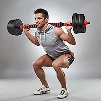 Vista 6 de Juego de mancuernas para discos de peso de 1 pulgada de ancho, asas de barra roscadas duraderas, accesorios de levantamiento de pesas ajustables