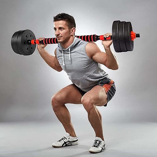 Miniatura 6 de Juego de mancuernas para discos de peso de 1 pulgada de ancho, asas de barra roscadas duraderas, accesorios de levantamiento de pesas ajustables