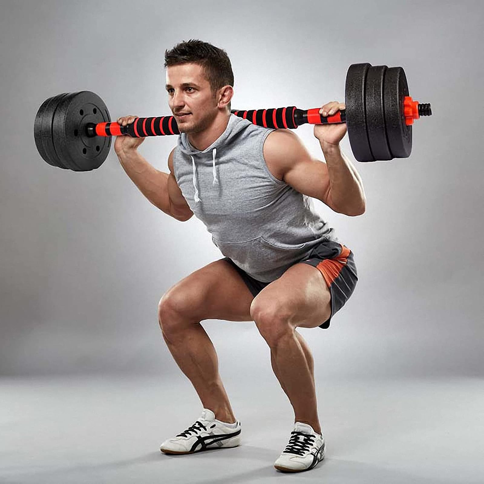 Juego de mancuernas para discos de peso de 1 pulgada de ancho, asas roscadas duraderas, accesorios de levantamiento de pesas ajustables para entrenamiento, deporte, entrenamiento, gimnasio