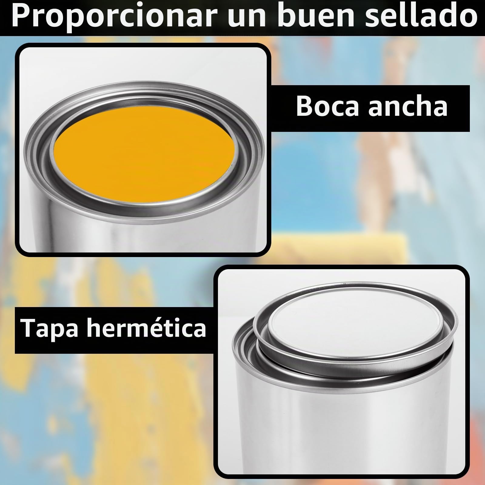 Paquete de 6 latas de pintura de hojalata de 1 litro con tapas, latas de pintura vacías, contenedor de almacenamiento de pintura multiusos para manualidades, proyectos de bricolaje,