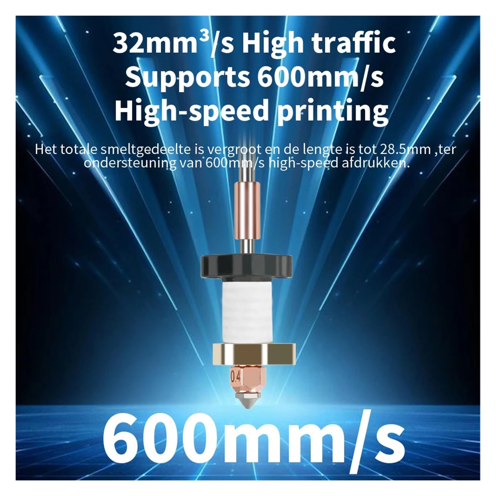 Compatible con Creality, kit de hotend cerámico K1/SE/C/Max/E3 V3 | Kit de hotend cerámico, acero endurecido, intercambio rápido, compatible con K1/SE/C/Max/E3 V3(3PCS 0.4mm Nozzle)