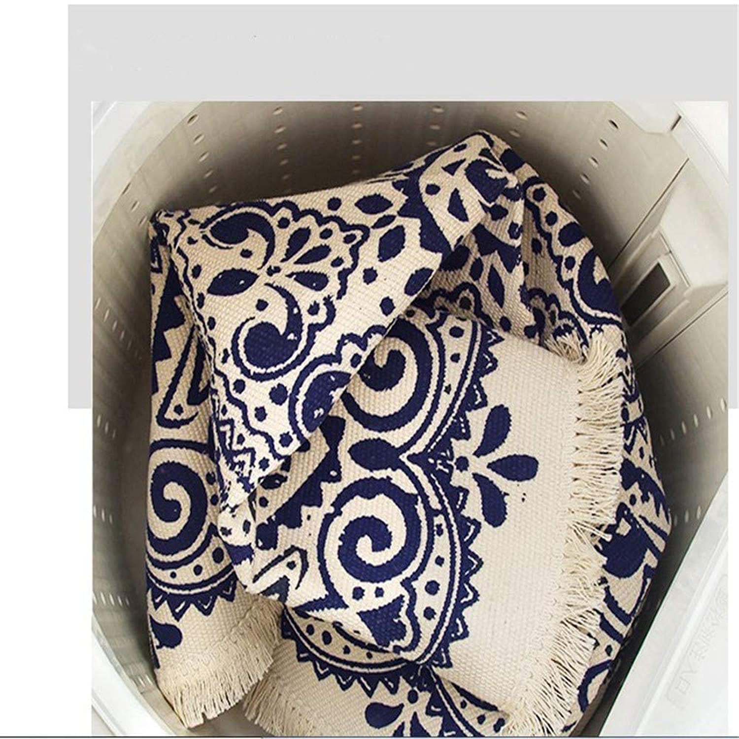 Tappeto rotondo in cotone, lavabile in lavatrice, tessuto a mano, tappetino per ingresso, con nappe, motivo bohémien, adatto per soggiorno e divano, 180 cm